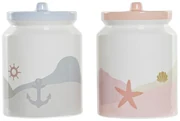 Буркан DKD Home Decor Dolomite, Син, Розов, 2,3 L, 2 броя, 15 x 15 x 22 cm