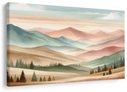 Картина на платно – Пастелен пейзаж с планини