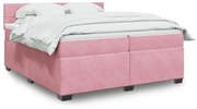 3286407 vidaXL Боксспринг легло с матрак, розово, 200x200 см, кадифе