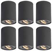 Комплект от 6 прожектора тъмно сив въртящ се и наклоняващ се - Rondoo up