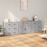 3185427 vidaXL Сайдборди, 3 бр, бетонно сиви, инженерно дърво