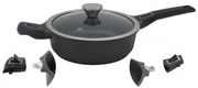 Дълбок тиган с капак и махащи се дръжки ZP 4317 24NC, 2.8 литра, 24х7.5 см, Мраморно покритие, Индукция, Черен