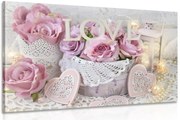 Картина на платно – Романтична декорация във винтидж стил