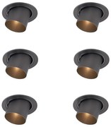 Комплект от 6 модерни вградени спота Gunmetal GU10 50mm кръгли с наклон - Installa
