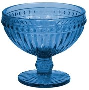 Стъклена чаша на столче за десерти / мелби ф12.5х10cm 370ml СИНЬО OLD SCHOOL-(HC-93962) 194610-5