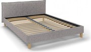 Сиво тапицирано двойно легло с решетка 160x200 cm Tina - Ropez