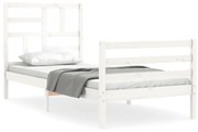 3194887 vidaXL Рамка за легло с табла, бяло, 100x200 см, масивно дърво
