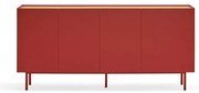 Червен нисък скрин от декор от дъб 165x78 cm Arista – Teulat
