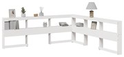859254 vidaXL Табла за книги с L-образна, бяла, 200 см, масивно дърво бор