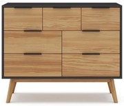 Нисък скрин от черен/естествен бор 120x83 cm Lavis - Marckeric