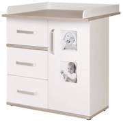 Бял висок скрин в декор от бряст с масичка за преповиване 94x102 cm Moritz - Roba