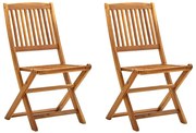 46339 vidaXL Сгъваеми градински столове, 2 бр, акация масив