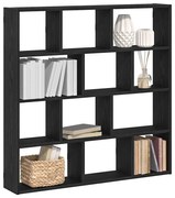 860005 vidaXL Стенен кубичен рафт, 12 отделения, черен, инженерно дърво