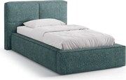 Тюркоазено единично легло 90x200 cm тапицирано с място за съхранение с включена подматрачна рамка Darren – Micadoni