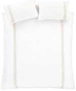 Бяло-бежово двойно памучно спално бельо 200x200 cm Embroidery Leaf – Bianca