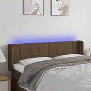 3123237 vidaXL LED Горна табла за легло, тъмнокафява, 147x16x78/88 см, плат