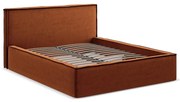 Двойно легло теракотено тапицирано с място за съхранение и включена подматрачна рамка 160x200 cm Anani – Makamii
