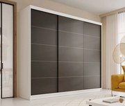 Гардероб Velvora 250 с плъзгащи врати-Бял-Черен