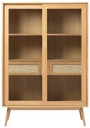 Витрина от декор от дъб с плъзгащи се врати в естествен цвят 110x160 cm Barrali – Unique Furniture
