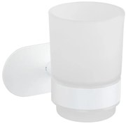 Бяла самозалепваща стъклена чаша за четки за зъби Orea – Wenko