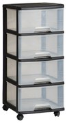 Пластмасовa подвижнa етажерка в черно с прозрачни чекмеджета 37x80,5 cm – Curver