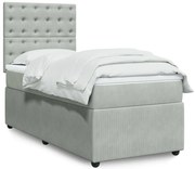 3294574 vidaXL Боксспринг легло с матрак, светлосиво, 100x200 см, кадифе