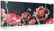 Картина на платно – Червени макове на черен фон