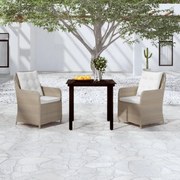 3099553 vidaXL Градински трапезен комплект, 3 части, кафяв