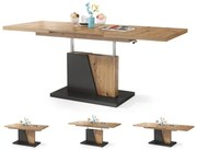 ГРАНД НОИР Дъб Артисан/Антрацит - МОДЕРНА РАЗТЕГАТЕЛНА МАСА С ПОВДИГАЩ МЕХАНИЗЪМ