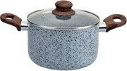 Тенджера Oliver Voltz Siena OV51318J24, 24 см, 4.7L, Мраморно покритие, Индукция, Меки дръжки, Сив/кафяв