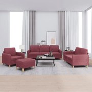 3202068 vidaXL Комплект дивани от 4 части с възглавници, виненочервен, плат