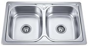 Кухненска мивка ICK 8050 S, неръждаема стомана, двойна, със сифон, 82x62см