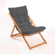 Градински шезлонг сив/бук