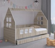 Къщичка за детско легло с чекмедже 160 x 80 cm в дъб сонома декор ляво