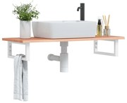 3302568 vidaXL Стенен рафт за мивка, стомана и масивно дърво дъб