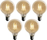 Комплект от 5 E27 3-степенна димируема LED крушка златиста G95 4W 450lm 2700K