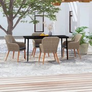 3099525 vidaXL Градински трапезен комплект с възглавници, 5 части, кафяв