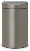 Кош за боклук Brabantia Touch Bin New 649732, 40 л, Безшумно и плавно затваряне, Плосък гръб, Сив