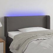 3123178 vidaXL LED горна табла за легло, сива, 93x16x78/88 см, изкуствена кожа