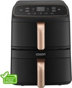 Фритюрник с горещ въздух Cosori Turbo Tower Compact CAF-DC861, 2630W, 2x4.3 л, 40-230°C, 5 програми, Керамично покритие, Синхронизация, Черен/розово злато