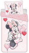 Розово единично памучно детско спално бельо 140x200 cm Minnie "Balloon" – Jerry Fabrics