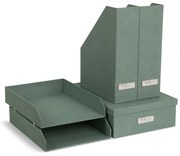 Зелени картонени органайзери в комплект 5 бр. за докумнети Holger Canvas Paper Laminate – Bigso
