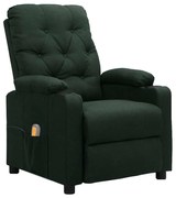 339118 vidaXL Масажен стол, тъмнозелен, текстил