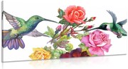 Картина на платно – Колибри с цветя