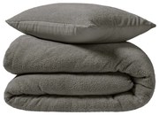 Антрацитно двойно удължено спално бельо от микроплюш 240x220 cm Helena – douceur d'intérieur