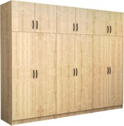 Victoria six doors melamine wardrobe with cabinet in oak color 300x60x240см.