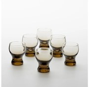 К-кт 6x чаша за ликьор прозрачен кафяв