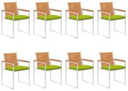 3078550 vidaXL Градински столове 8 бр с възглавници масивно акациево дърво