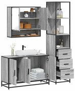 3301163 vidaXL Комплект мебели за баня от 3 части сив сонома инженерно дърво