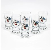 К-кт 6бр. чаши за шотове прозрачни с мотив на букет